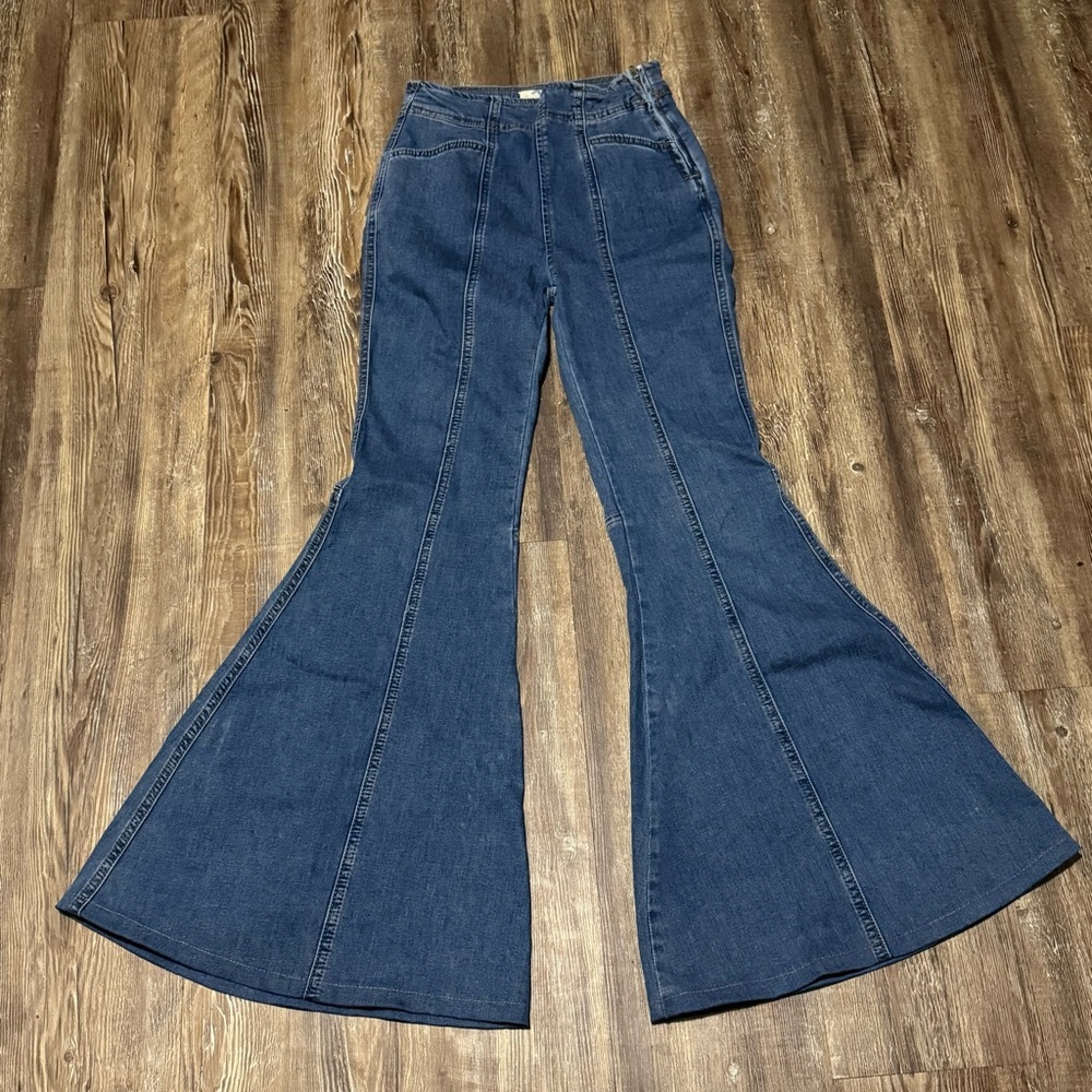 We The Free Just Float On Jeans Women's 24 Flare Middle Seamed Bell Bottom Denim